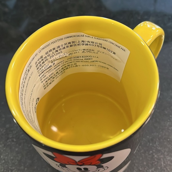 Tall Disney Minnie Mouse Black Yellow Polka Dots Mug Cup - Rare - Picture 6 of 9